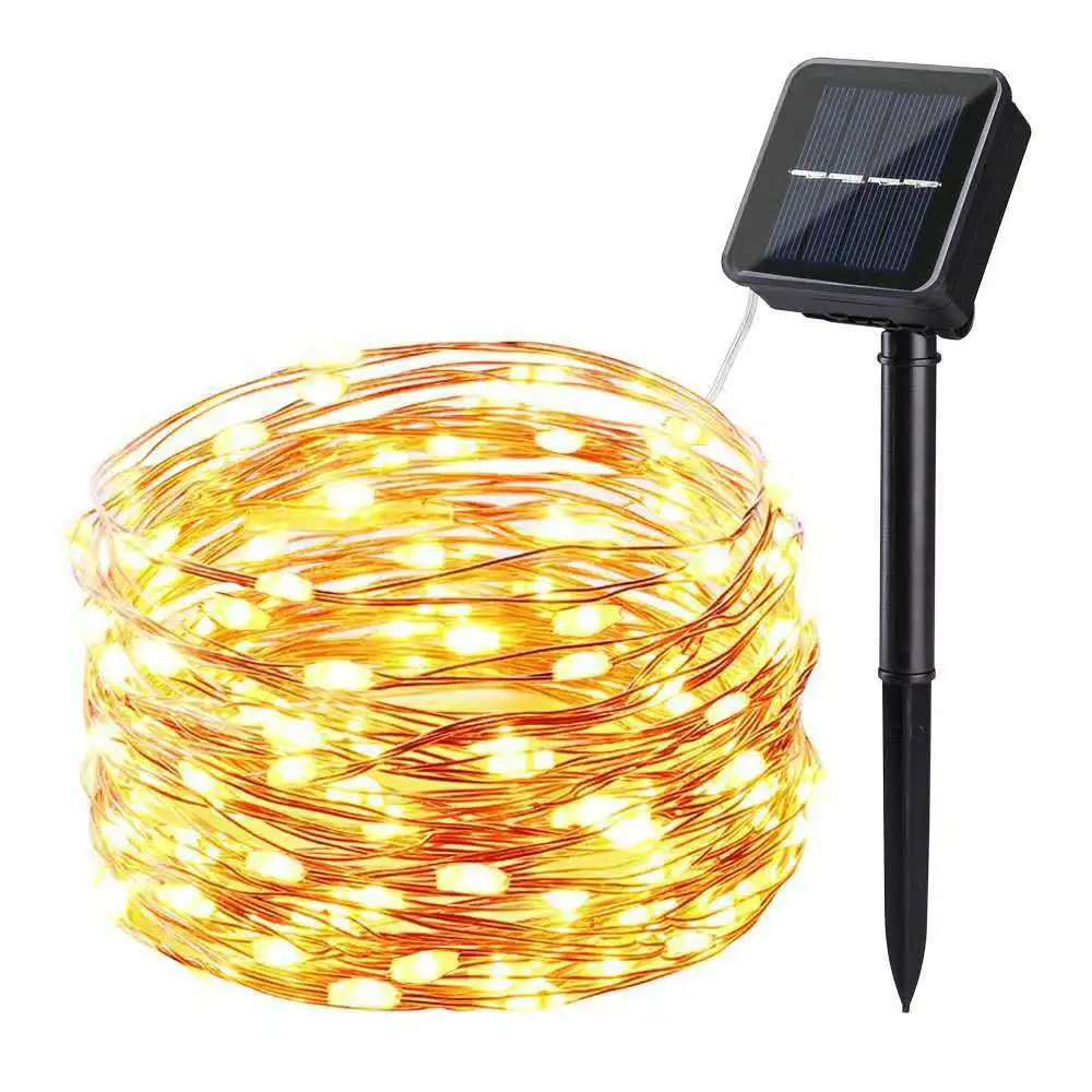 33Ft 8 Modes Holiday Lighting xmas 100LED Copper Wire Waterproof Outdoor Solar powered String Lights For Christmas Decoration