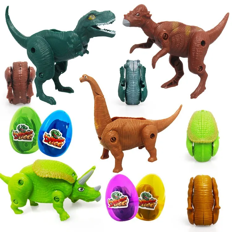 Factory wholesale simulated animal joints movable dinosaur deformed egg model toy boy children toy deformed dinosaur egg