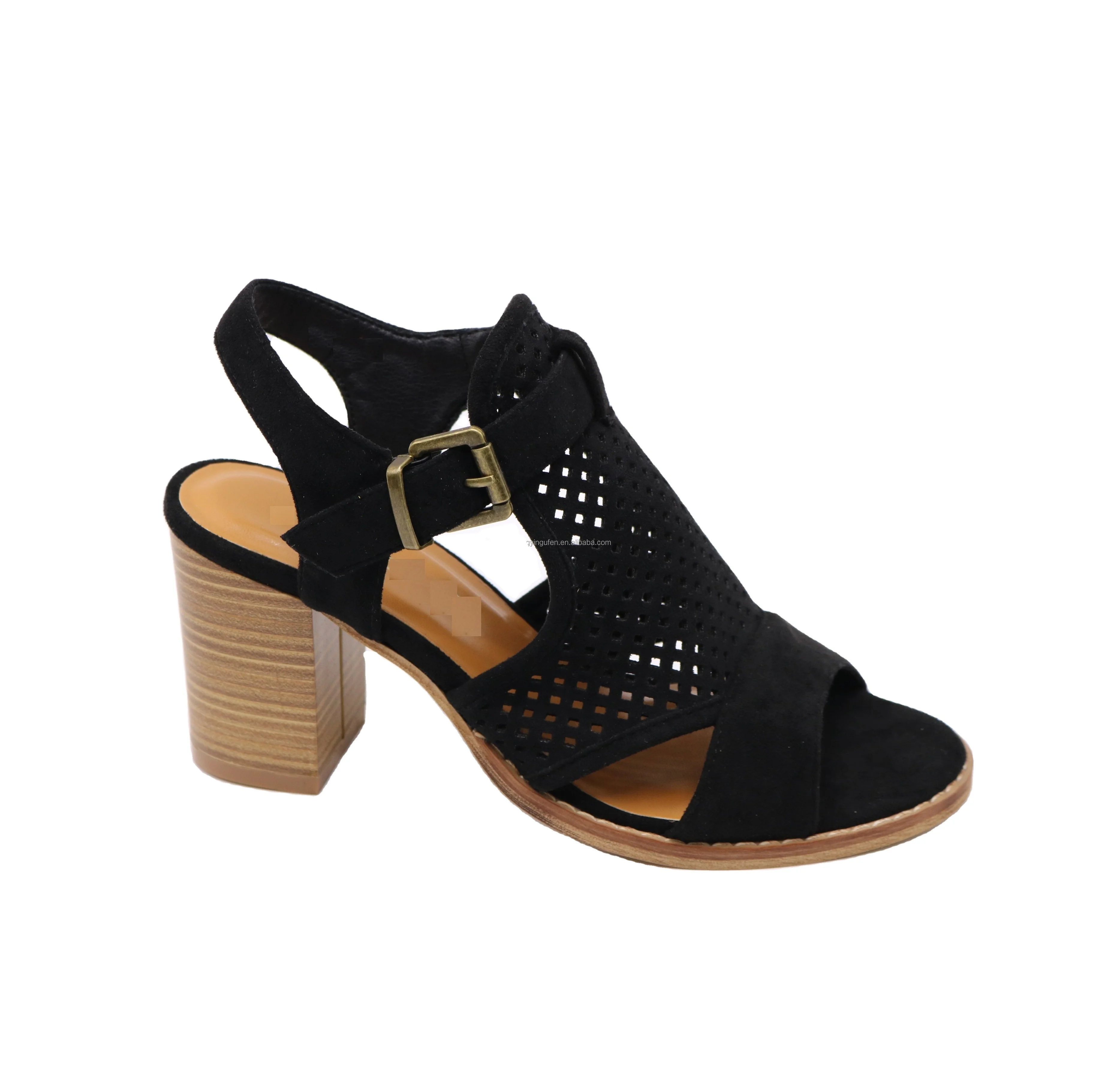 
new Summer women sandals microfiber material with Laser pattern Heeled Sandals 