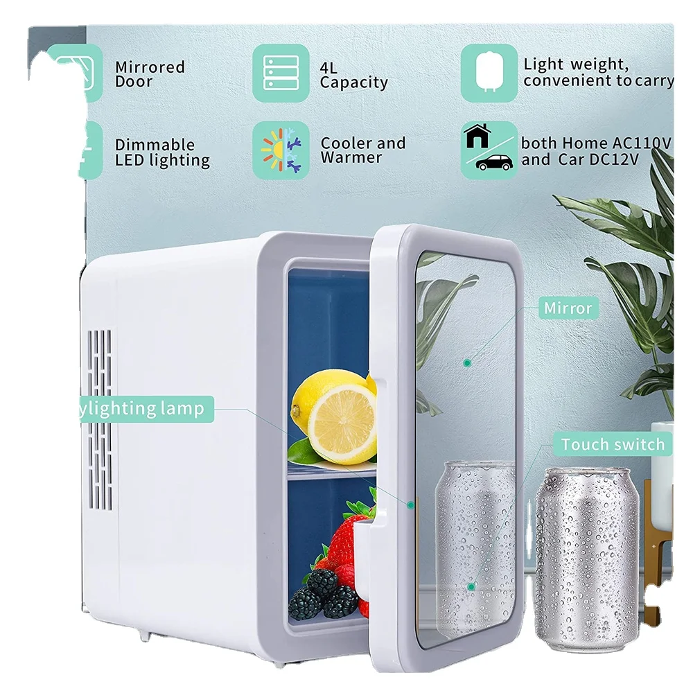 custom logo portable LED mirror skincare 5L 8L 10L 12L cosmetic mini car refrigerator mini fridge portable compressor cooler box