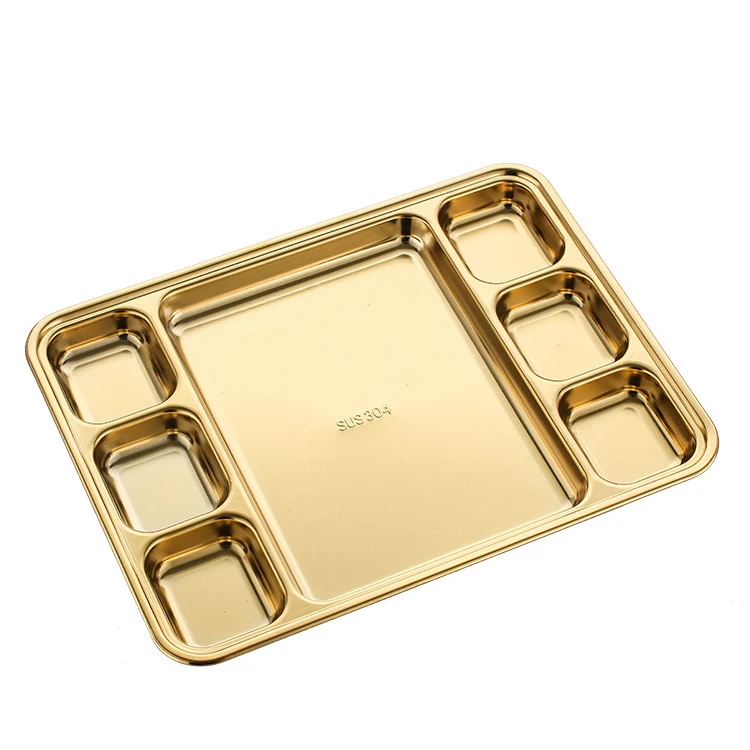 Stainless steel 304 divided fast food canteen Korean seasoning tray