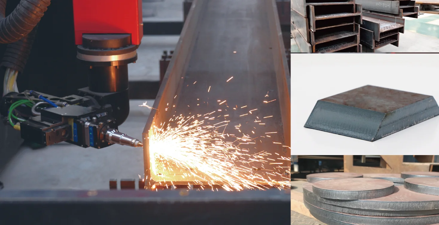 Heavy 12kw 15kw 5 Axis 3d H Beam Laser Cutting Machine Head Steel Structure Adjustable Angle Laser Bevel Cutting Machine Price