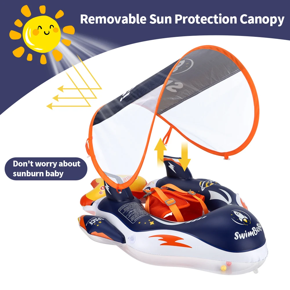 Swimbobo Inflatable Baby Swimming Float Water Toy Swimming Floats Child Swim Pool Ring PVC Children Floating Summer With Canopy