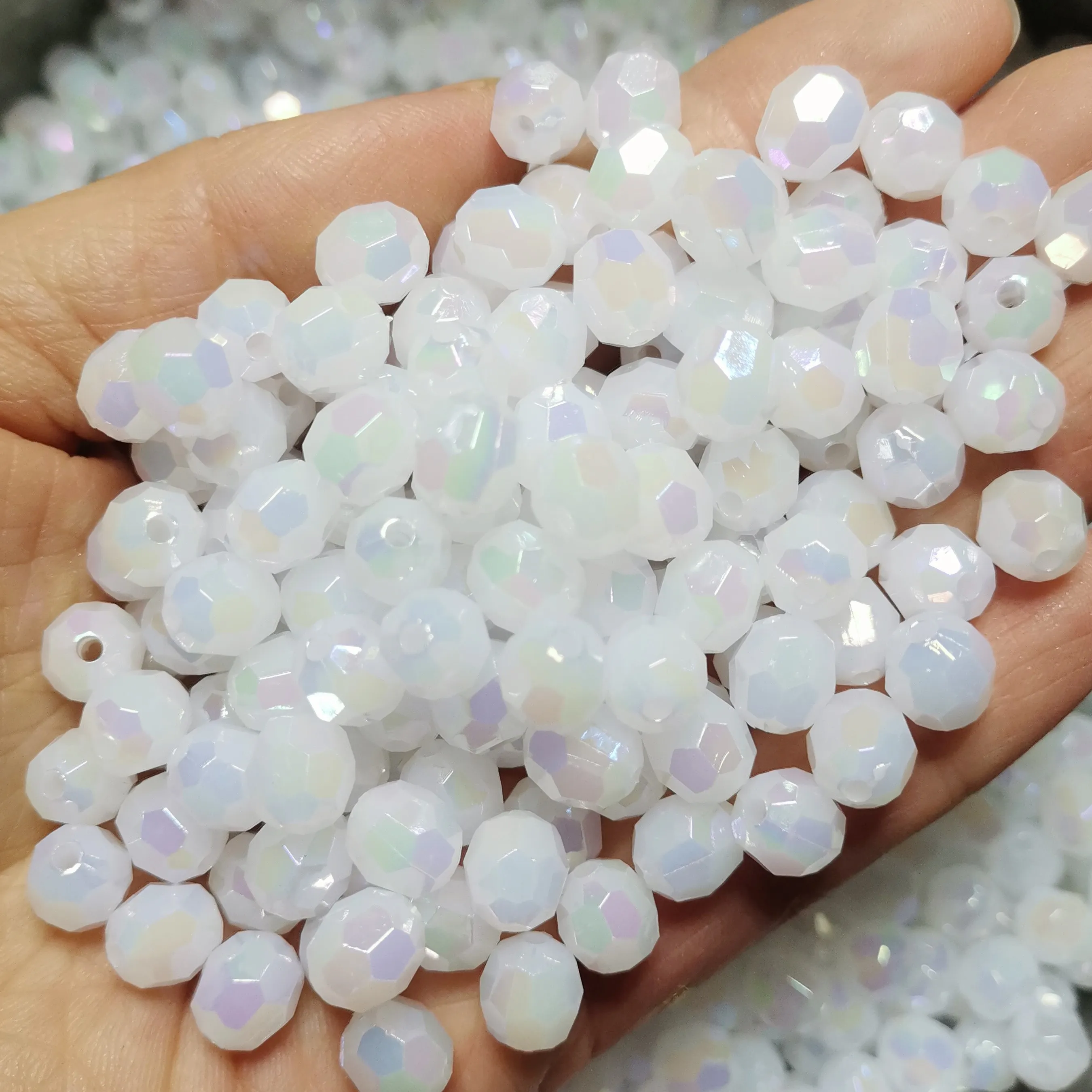 Wholesale Acrylic Plastic Beads 500g/bag 6mm 8mm 10mm Clear Faceted Beads Hanging Acrylic Crystal Beads for Bags Making
