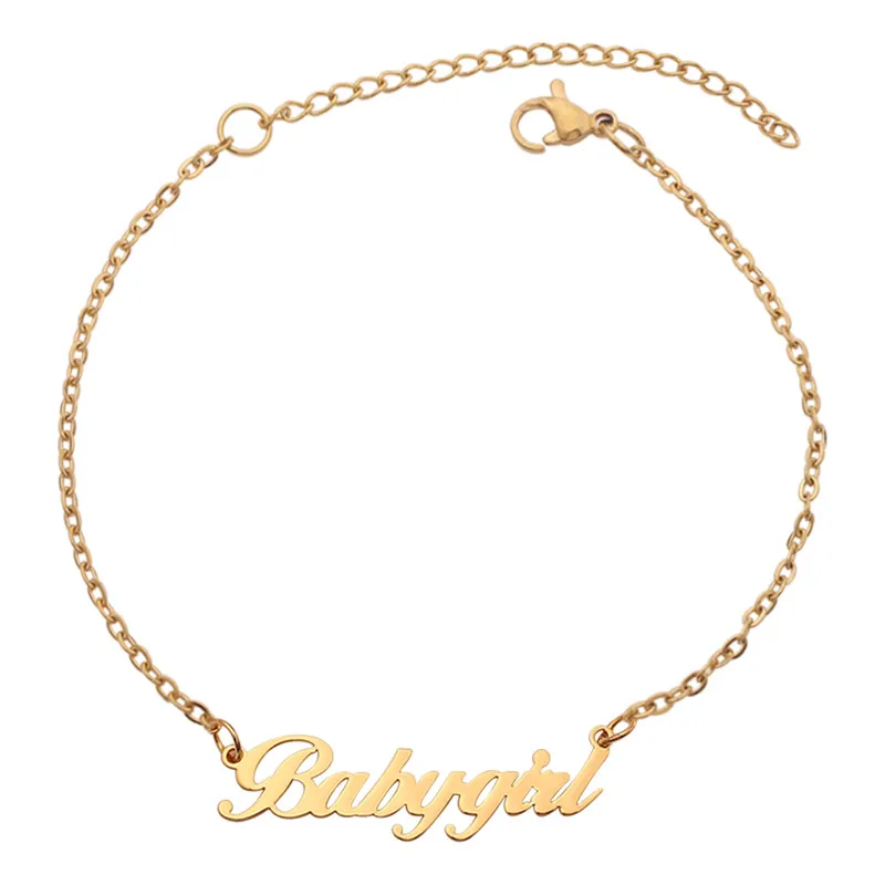 Factory Wholesale Adjustable Alphabet Bracelet Simple Fashion Custom Name Stainless Steel English Bracelet