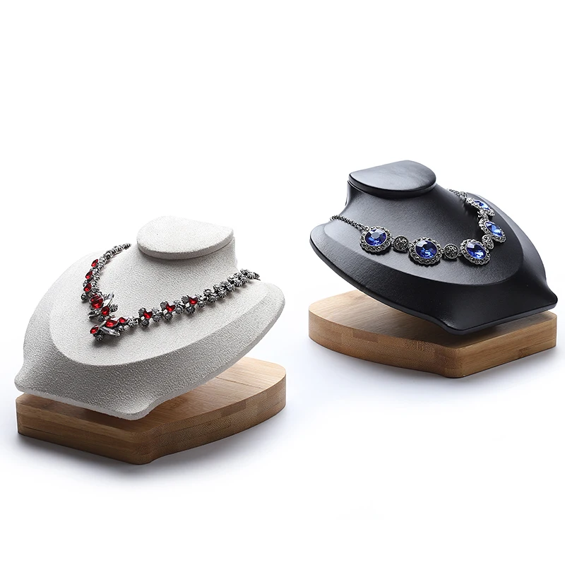 DIGU Europe High quality PU leather jewelry display necklace bust wood necklace and earring jewelry display mannequin