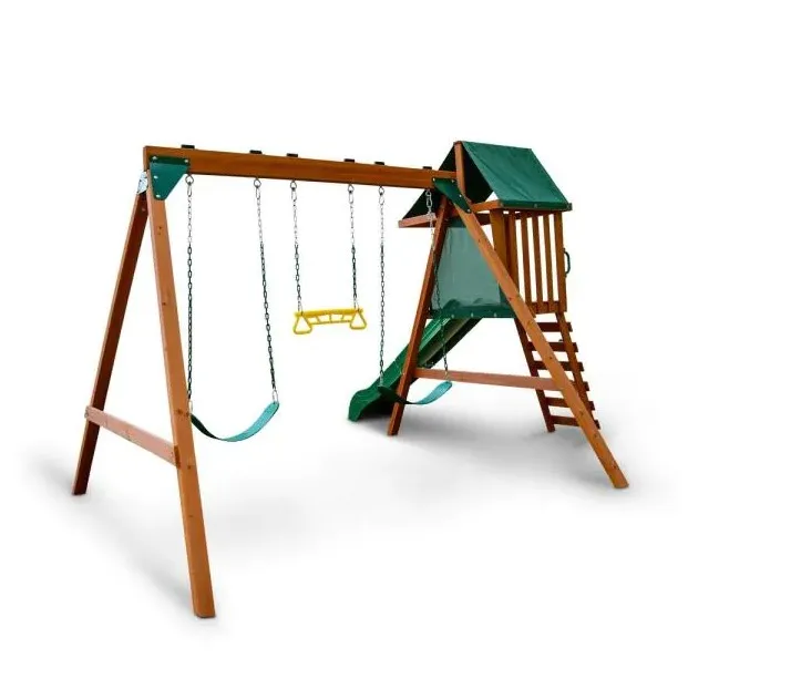 Simple Wood Swing Set For Children Backyard Set Kindergarten Outdoor Playground Small Slide