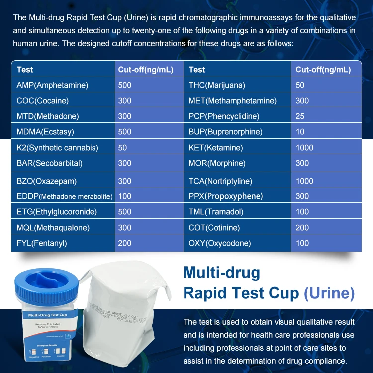 Multi-Drug One Step Rapid Test Cup DOA Rapid Drug Urine Test Cup