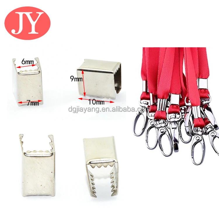 square metal cord crimp   fastener crimping string leather rope fold over clip crimp cord ends for webbbing fastener metal crimp