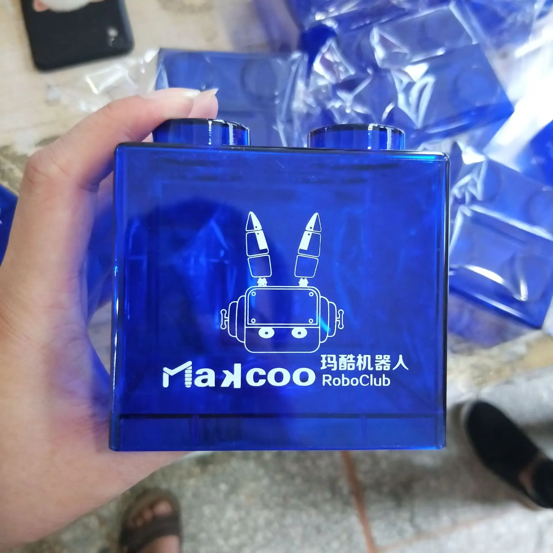 Transparent PS Alcancia Box Shaped Block Coin Bank Money Savvy Piggy Banks Money Boxes