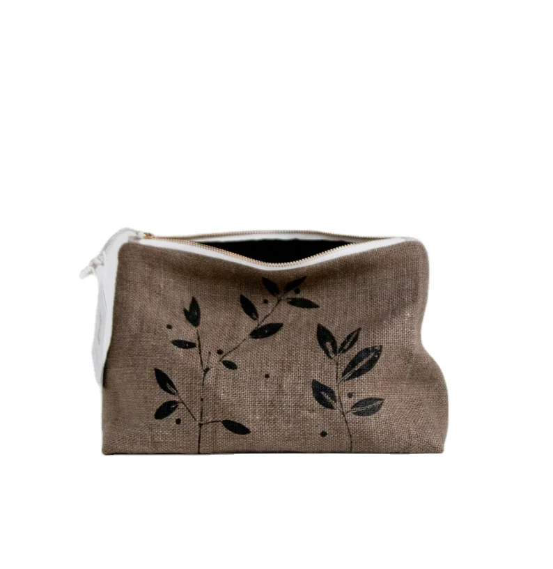 Private Prints Eco-friendly Linen Cotton Makeup Bag Customized Cosmetic Skincare Storage Bags