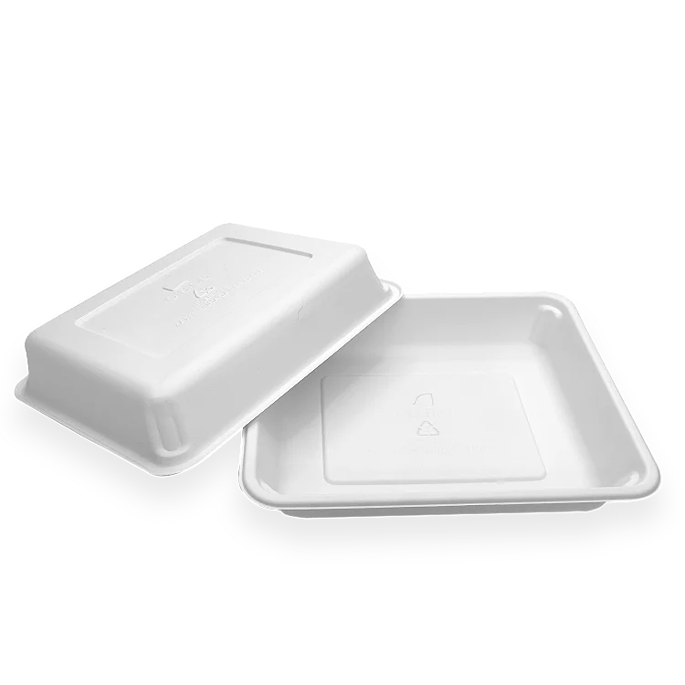 Disposable cornstarch trays sealable lid custom biodegradable foam plastic meat cornstarch lunch food tray