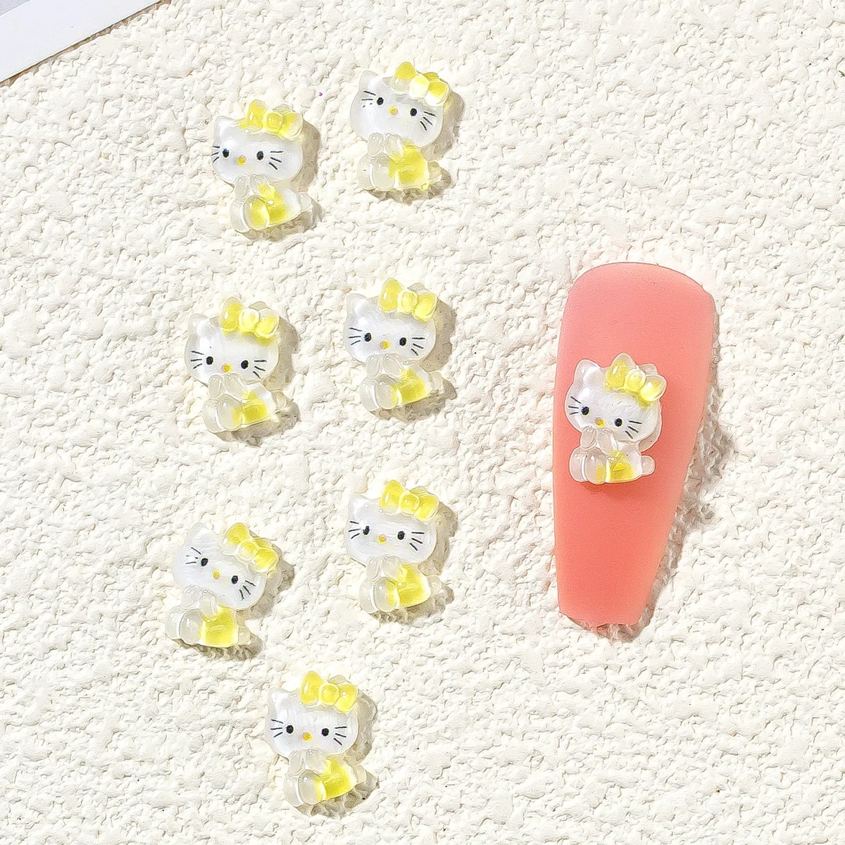 Wholesale  3D Ice Permeable Stereo Hello Kitty Nail Charms Accessories Cartoon  Kawaii  Resin Nail Art