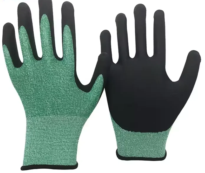 13 Gauge Anti-Cut Safety Gloves with Black/Red/Grey Nitrile/Latex Sandy/Pu/Foam Palm Coating Multiple Color Options