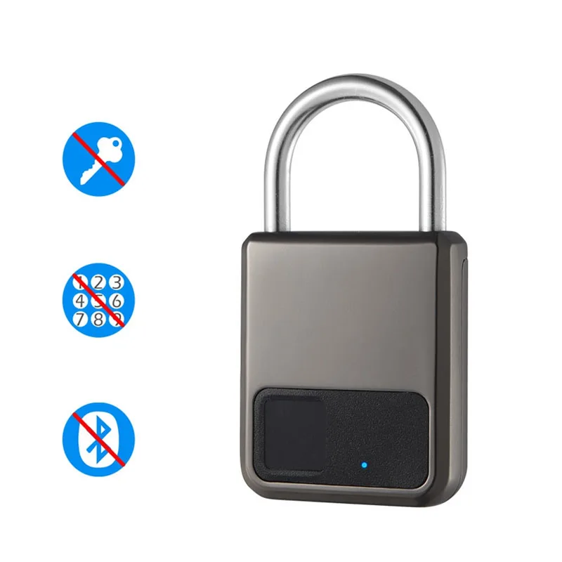Smart Fingerprint Identification Padlock Lock 20 Groups Fingerprint Storage Electric Anti-thief Luggage Padlock Lock USB Charger