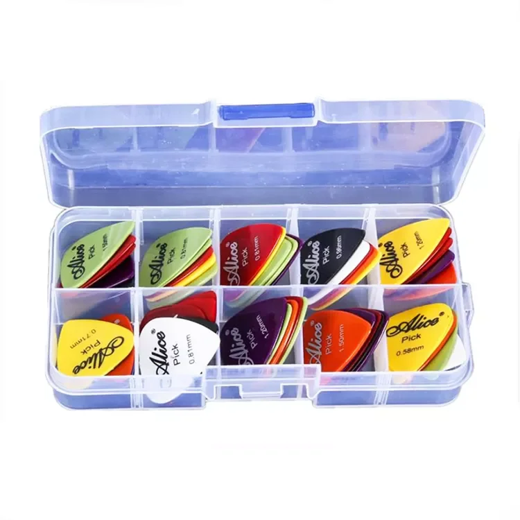 50pcs/ box Acoustic Electric Bass Plectrum Mediator Colorful guitar picks with 0.58/0.71/0.81/0.96/1.20/1.50mm thickness