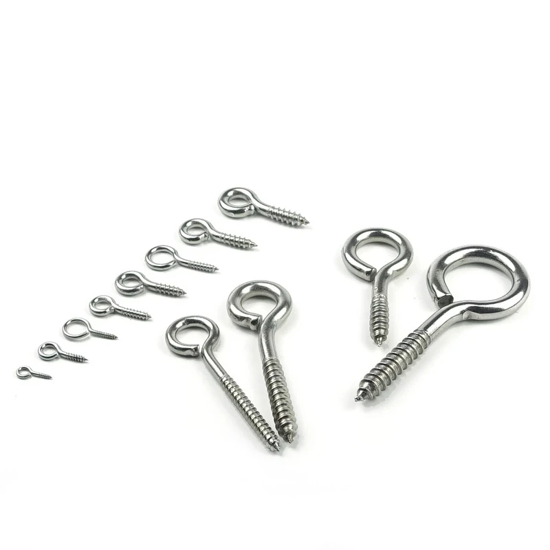 
12 Difference Sizes 304 Stainless Steel Self-Tapping Ring Eye Hook Screw 