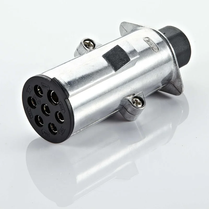 Best 24V  7 Pin Truck Parts 7 Way N style plastic screw round Metal  Trailer connector  plug