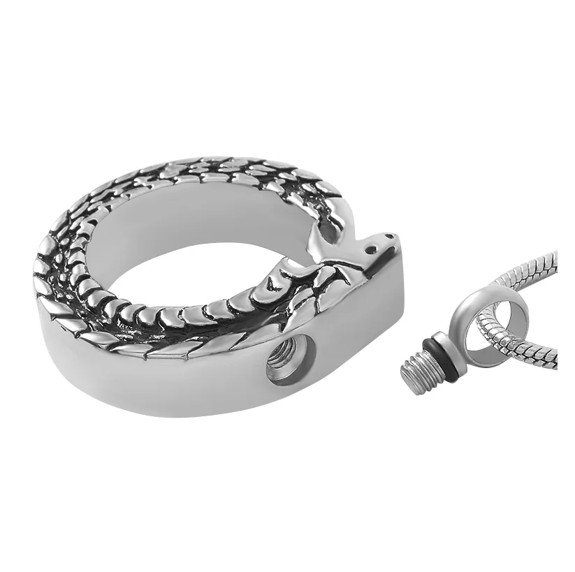 Rebirth Snake biting its tail 316L Stainless Steel Pendant Souvenir Necklace Ashes Cremation Urns Jewelry Keepsake Gifts