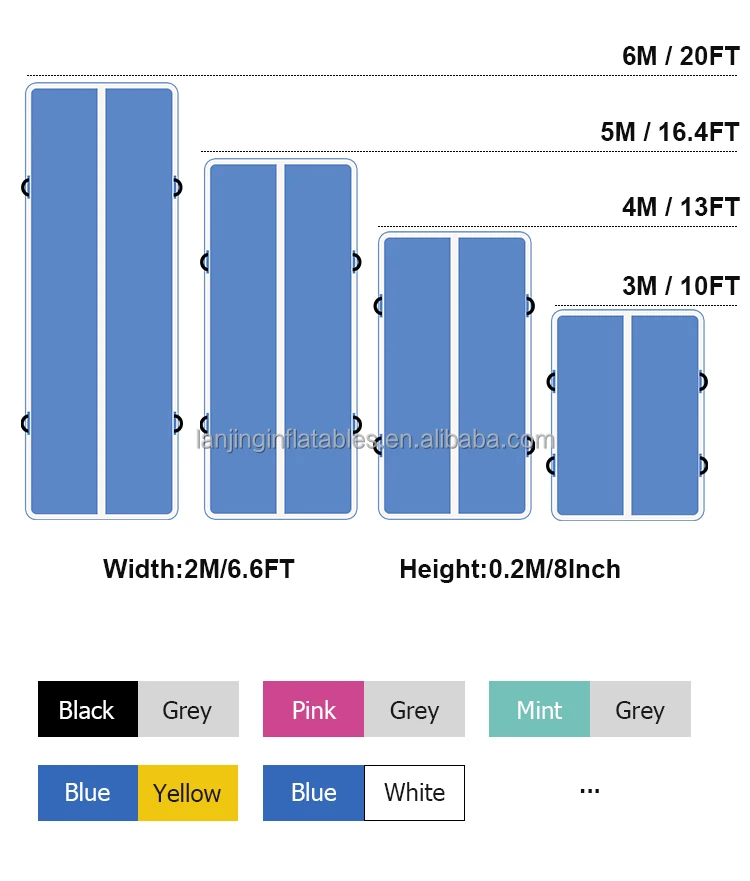 Custom  Inflatable Blue Air Track Gymnastics Yoga Taekwondo Fitness Training Mattress with build in pump