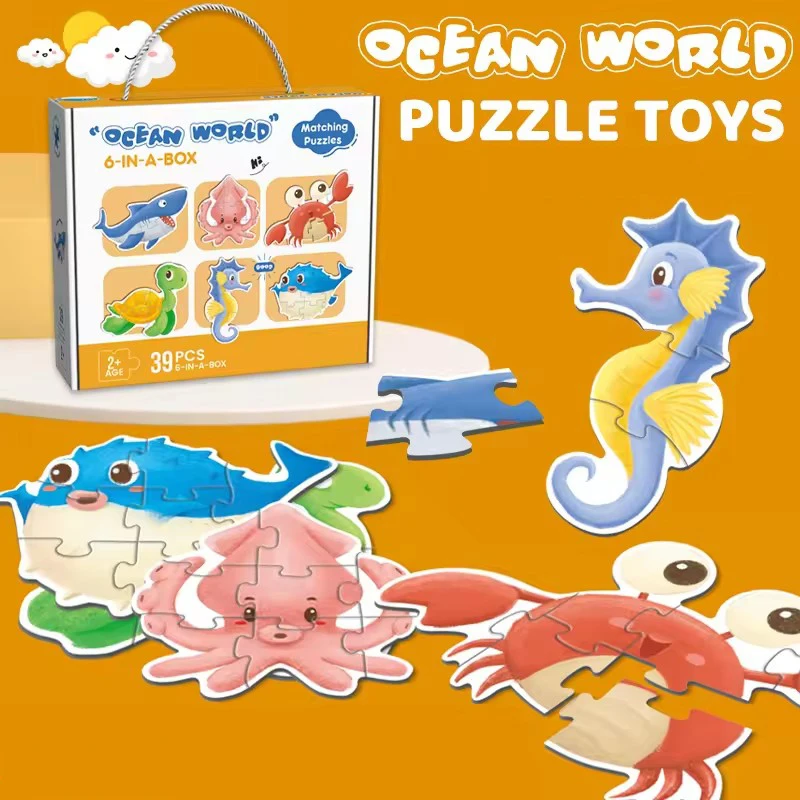 6 in 1 Educational Jigsaw Puzzles Montessori Puzzle Games 39 Pieces Multi Themes Floor Puzzle for Toddlers
