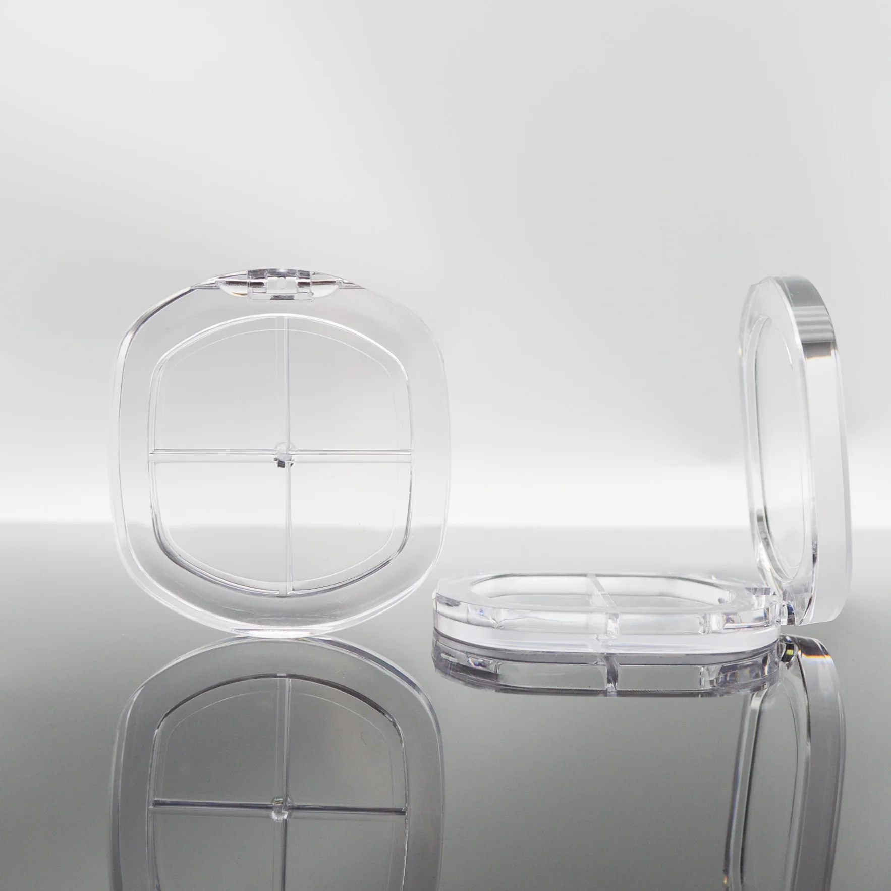Oval Shape Empty Clear Foundation Blush Compact Case Luxury Single Makeup Face Powder Compact Cases