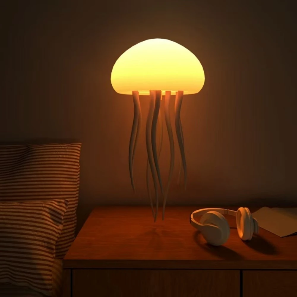 2025 LED Creative Dynamic Jellyfish Night Light for Kids Rechargeable Quiet Lamp with Colorful Emitting for Home Living Room Use