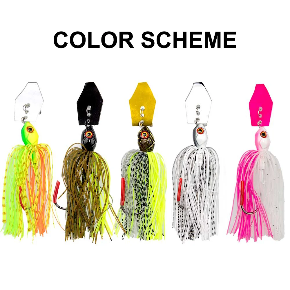 SUPERIORFISHING Buzzbait Chatterbait Silicone Skirt Indiana Blade Jig Fishing Lure Jig Rubber Jig Head Hook Fishing Lures