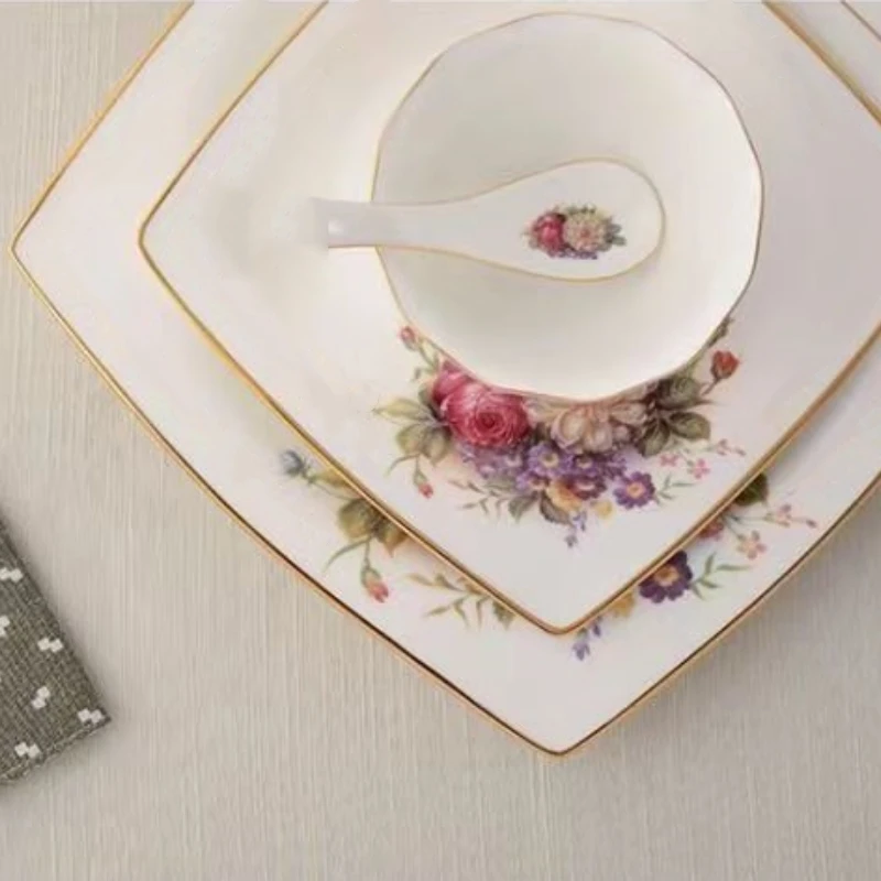 Very hot selling 26 Pcs Bone China Square Dinnerware Plates, dinnerware sets for 6 people