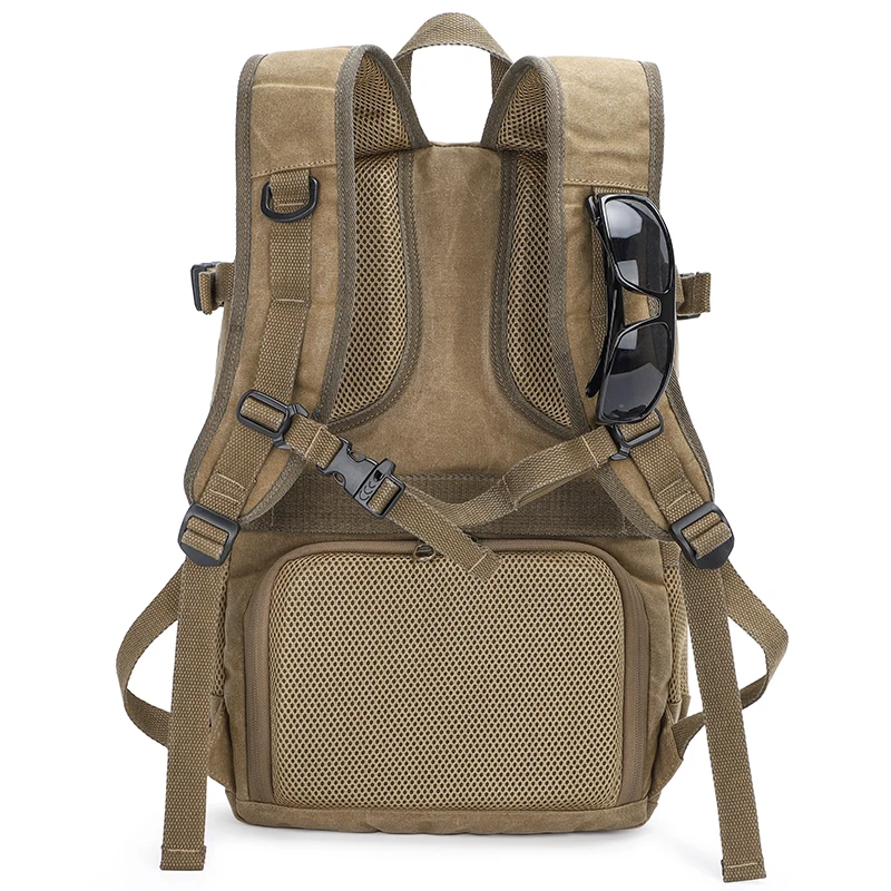 DSLR SLR Mirrorless Waterproof Canvas Camera Case Photography Bag Outdoor Tactical Camera Backpack for Sony Nikon Canon