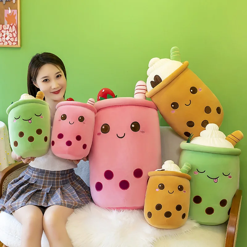 New Cartoon Kawaii Peluches Juguete Fruit Milk Boba Bubble Tea Coffee Stuffed Pillow Soft Kawaii Cushion Plush Toys