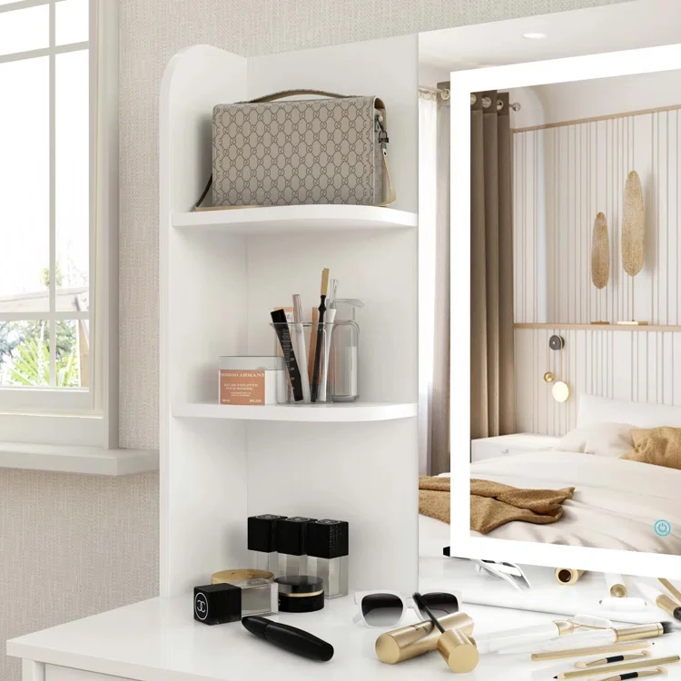 Trendy Dressing Table Dresser Set Toilet Tables Makeup White Vanity With Mirror and Chair