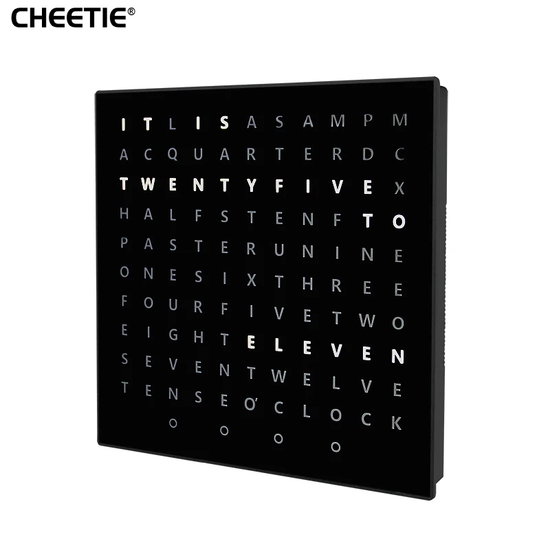 CHEETIE CP37 Home Decor Decorative Wall Clock 5V Tell Time with Words French German English 28*28*3CM