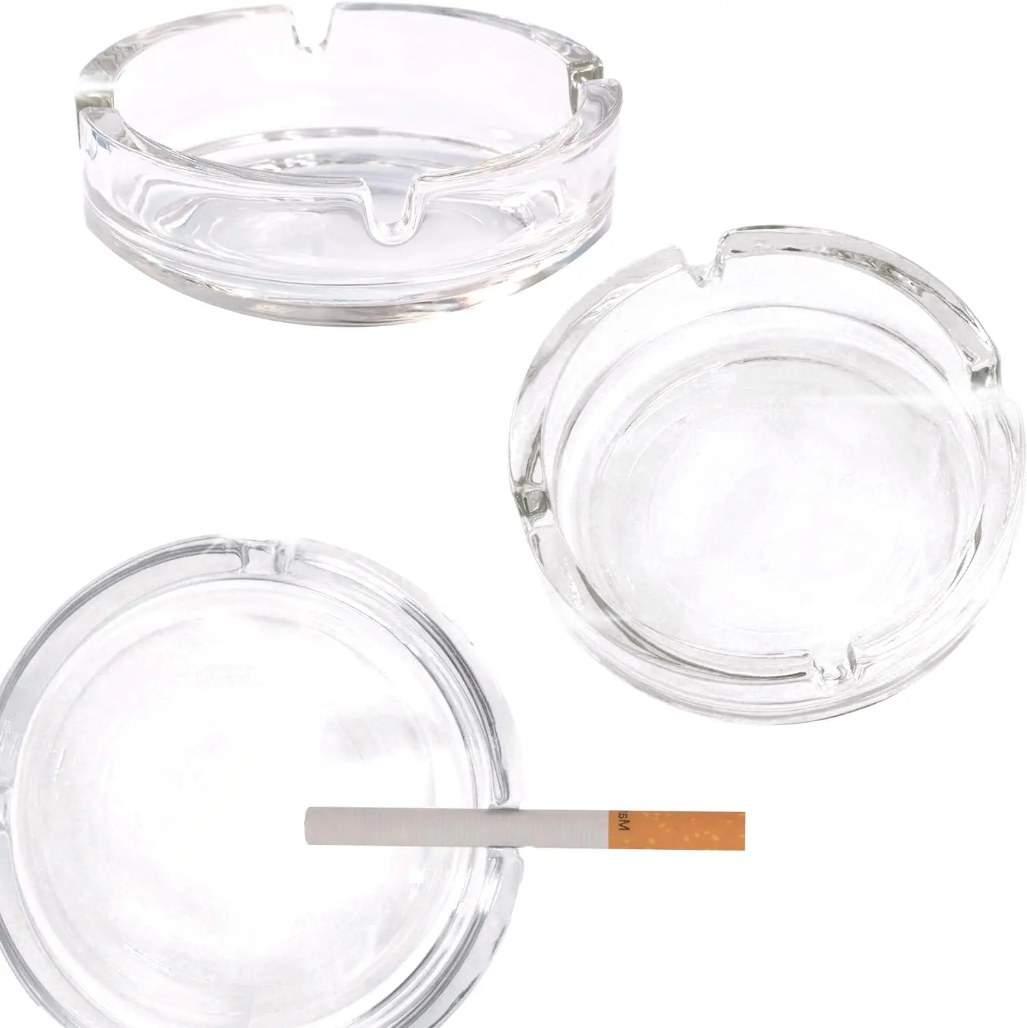 Home Office Indoor Outdoor Clear Portable Decorative Modern Fancy Cute Glass Smoke Ashtrays for Cigarettes