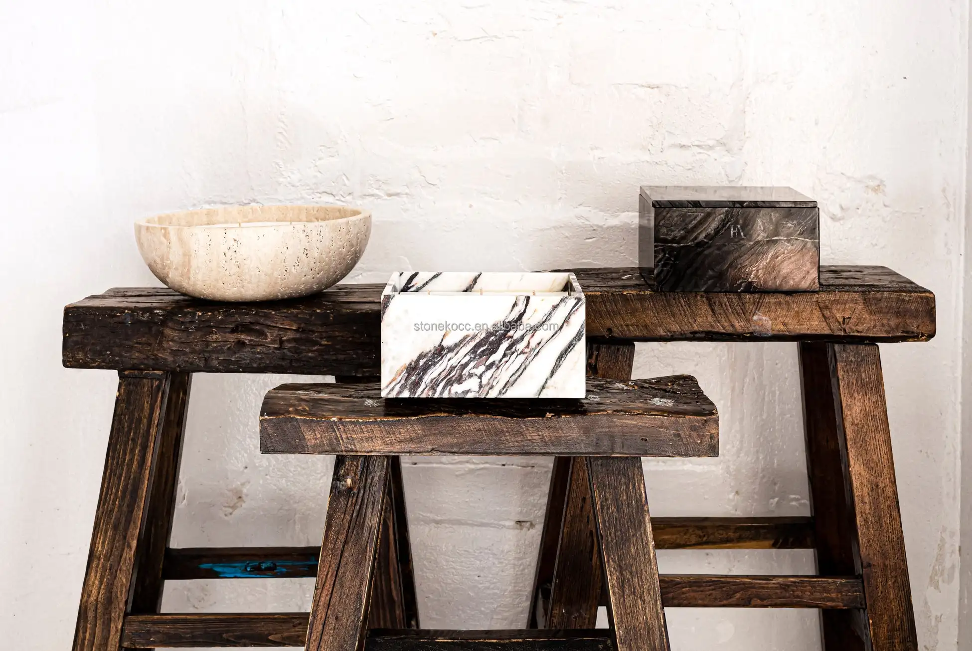 Stonekocc French Australia Calacatta Violet Marble Natural Stone Empty Candle Holder Cups Jar Room Vintage Ambiance ornament