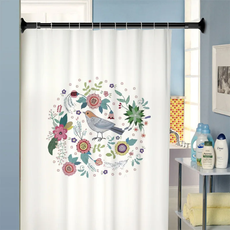 Most Useful Portable Custom Decorative Shower Curtain Rod Rustproof Corner No Drill Tension BATHROOM CURTAIN ROD for Storage