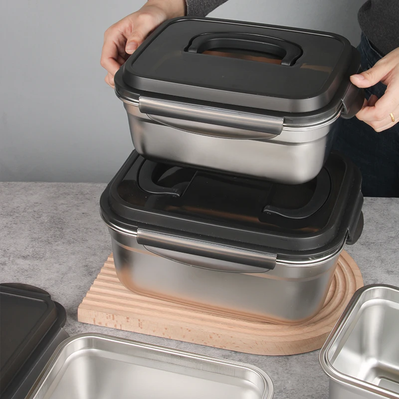 Hongyuan Large Capacity Airtight Stainless Steel Leakproof Food Storage Container Box Set With Lock Lid Bento Box Container