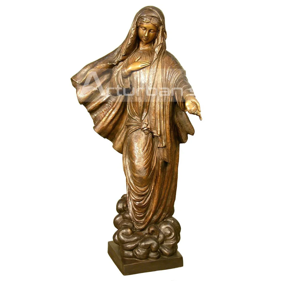 Hot sale Custom Outdoor  life size bronze Religious  virgin most powerful statue for Square landscape mary sculpture