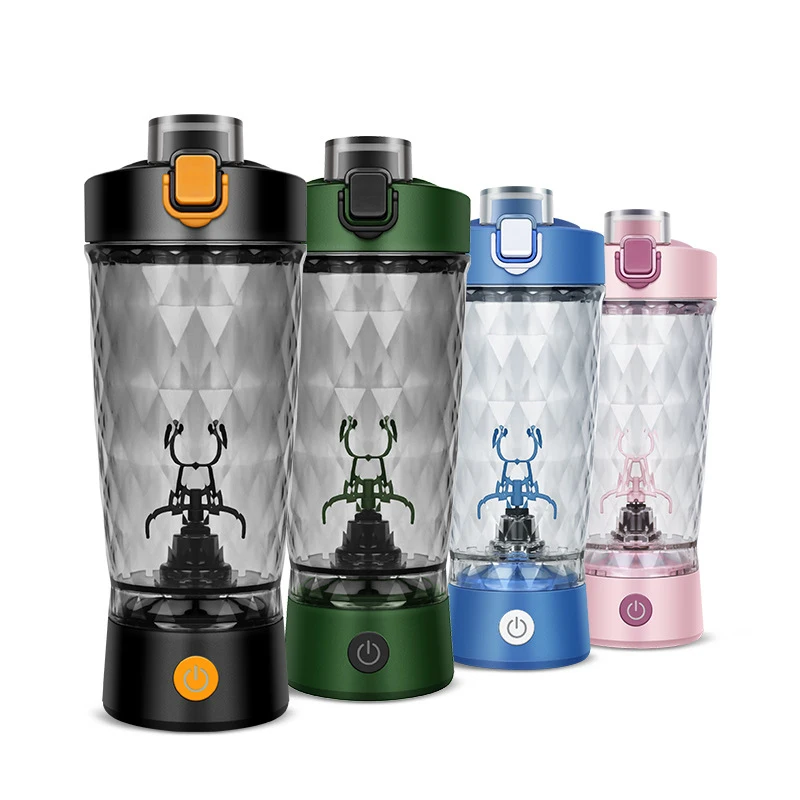 Plastic shaker water bottle bpa free fitness gym 650ml portable USB rechargeable customizable electric protein shaker