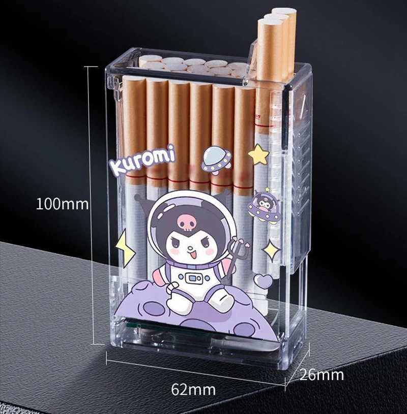 Tiktok популярная Прозрачная защитная коробка для сигарет Sanrio USB перезаряжаемая Зажигалка Пластиковый Акриловый портсигар