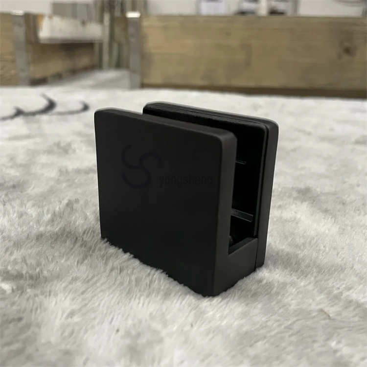 Stainless steel railing hardware fitting square black glass clamp
