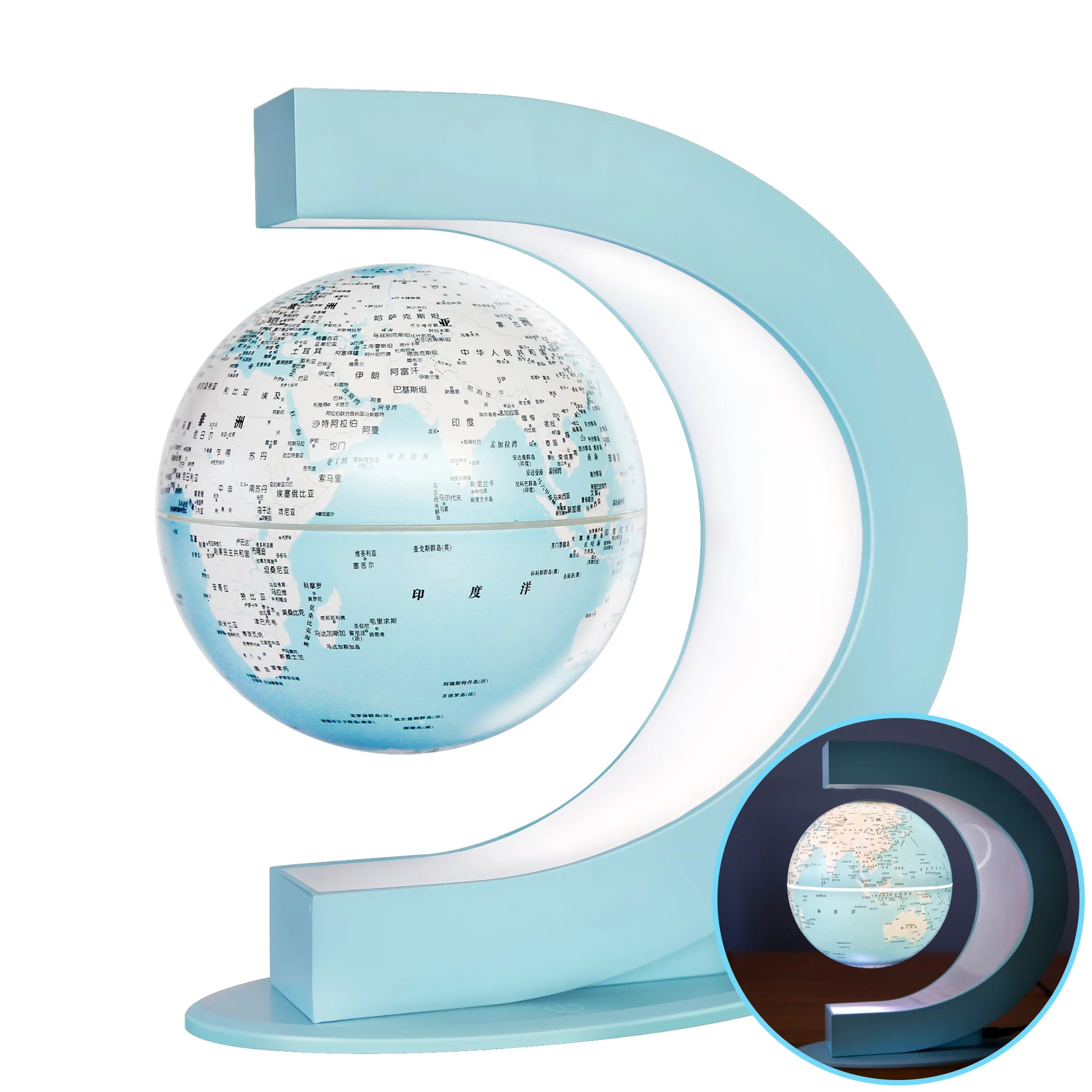 Cheap Price C Shape Led Lighting Magnetic Floating World Maps Globe