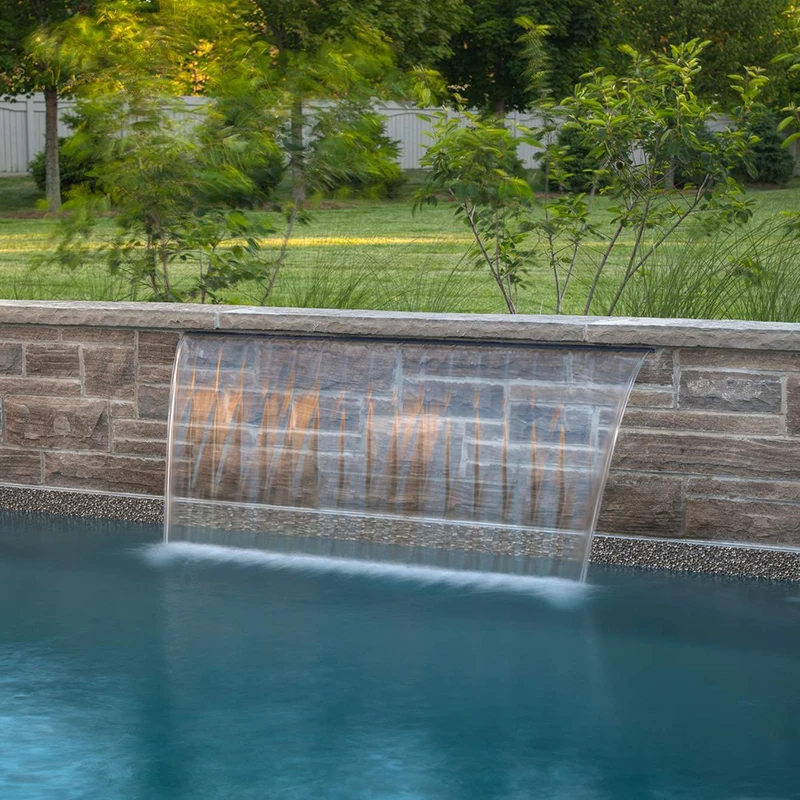 Water sheer descent waterfall cascade piscine acrylic swimming pool fountain waterfall with LED light