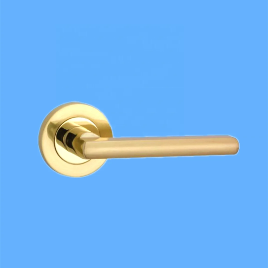 Hot sales antic brass polished aluminum lever handle on round zinc rose for wooden door