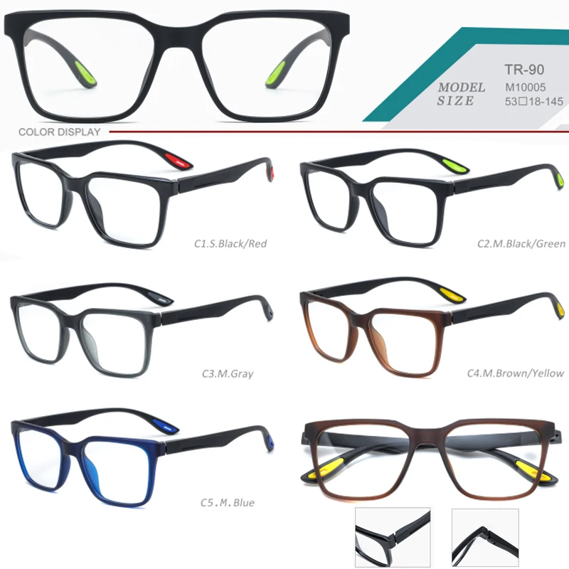 TR90 Manufacture Prescription Eye Frames Optical Glasses 2023 Newest Square Mens Eyeglasses