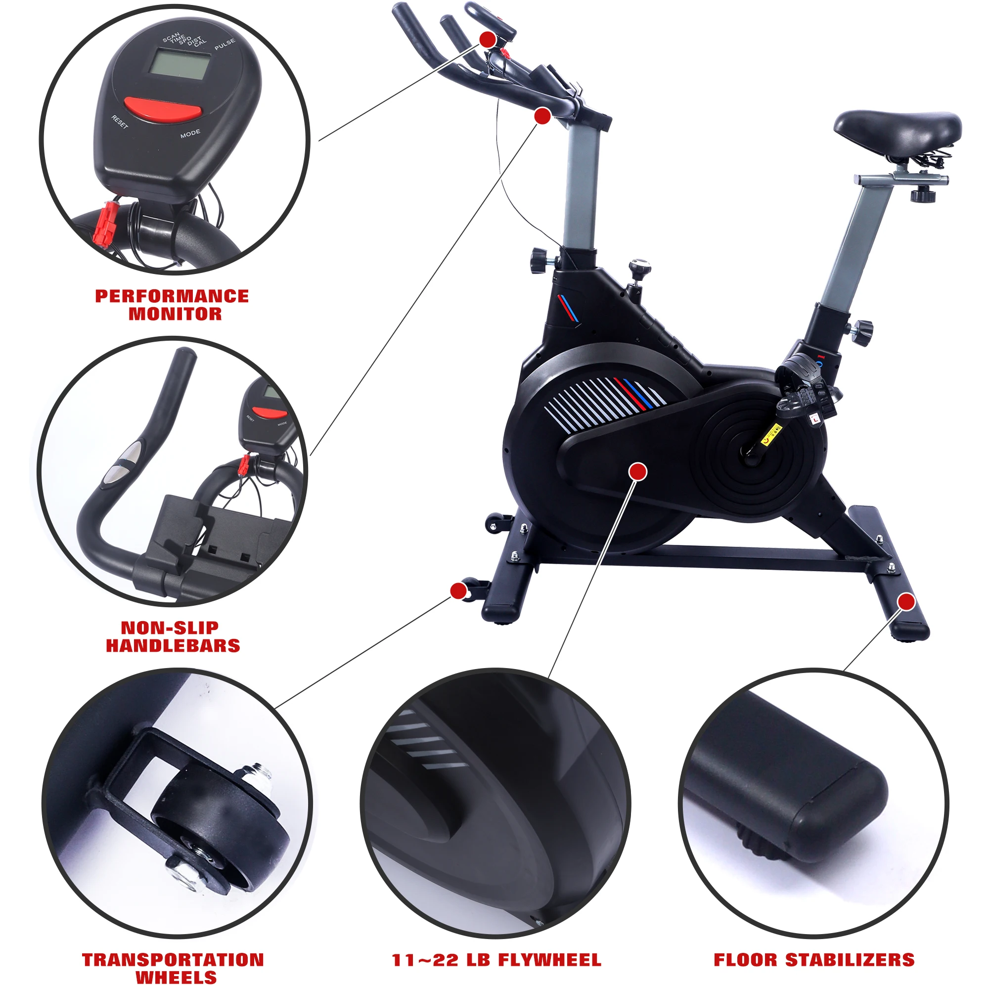 Heavy-Duty 150kg Max Steel and Metal Spinning Bike Magnetic Brake System Multi-Data Display for Gym and Home Exercise