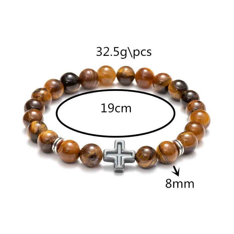 Zinc Alloy Natural Stone healing gemstone beads bracelet Cross Bracelets fashion jewelry
