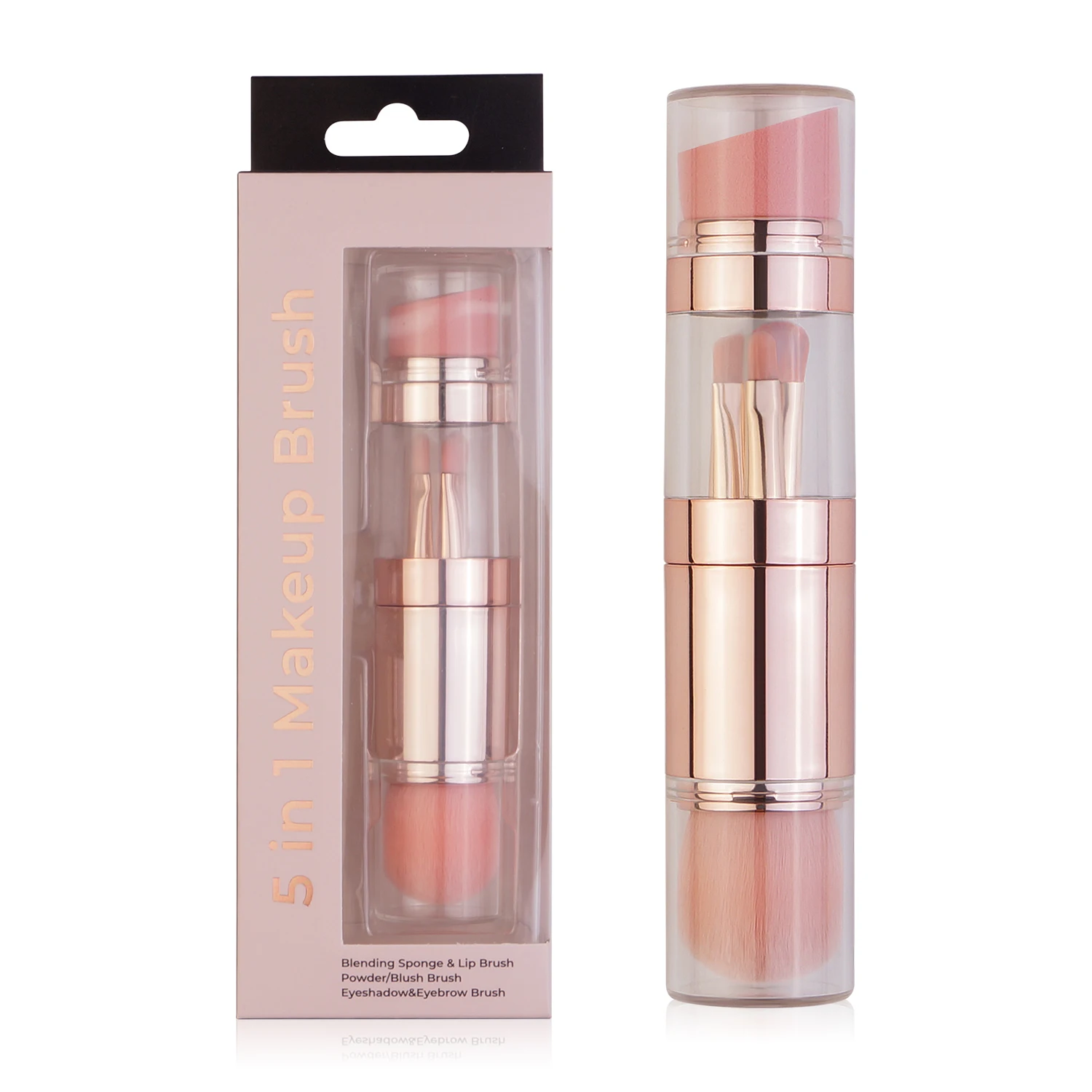 2021 New Design Travel Foundation Blush Cosmetic Kit Eyeshadow Makup Brush Set Makeup 5 in 1 Tools