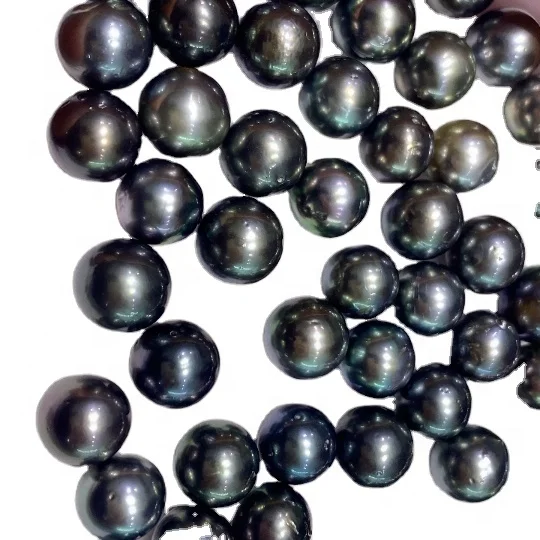 2021 New Arrival 10-11mm Round Black Tahitian Pearl Beads For Silicone Bangle Fashion Tahiti Loose Pearls