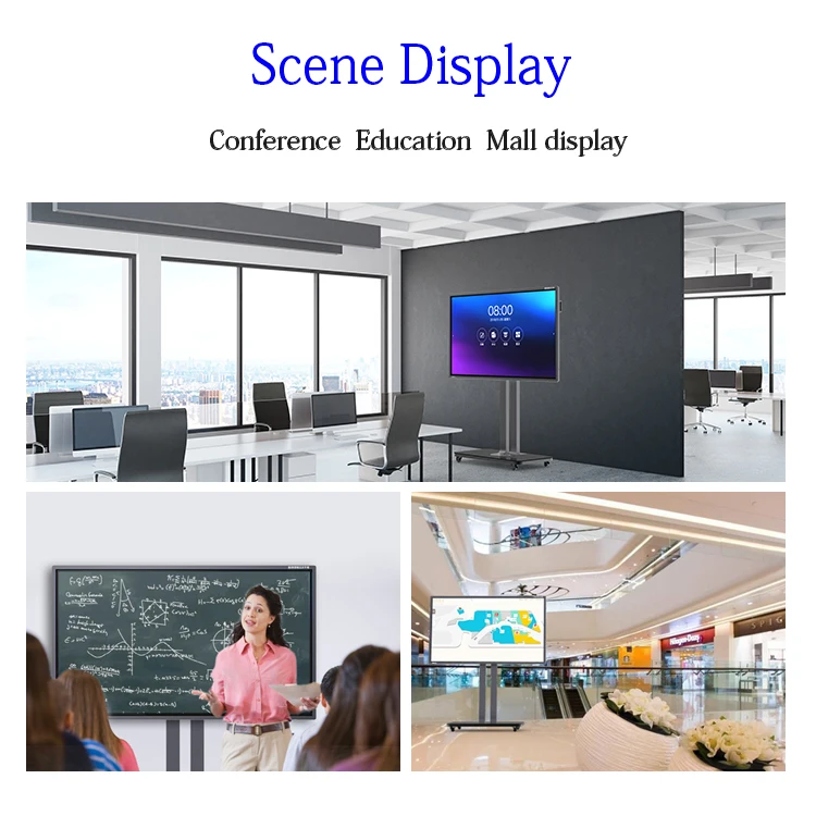  High Quality Android Wifi Lcd 75 Inch 4k Monitor Moving White Board Smart